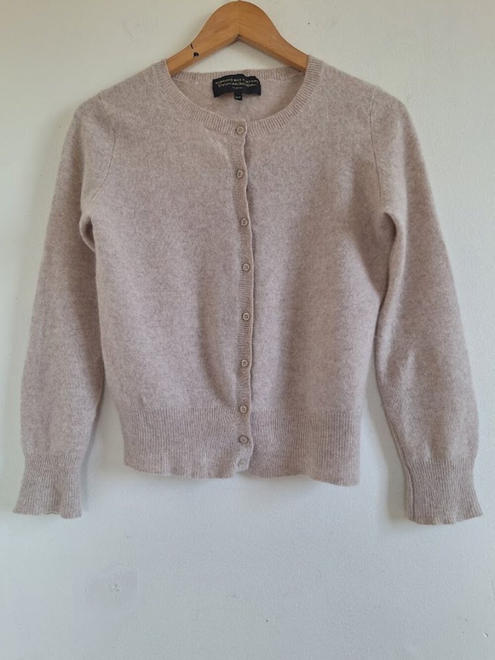 Hudson’s Bay Company 100% Cashmere Cardigan Women’s S/P Beige Button Front